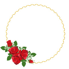 Golden frame with red roses