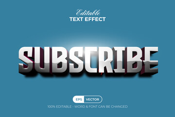 Subscribe text effect silver style. Editable text effect.