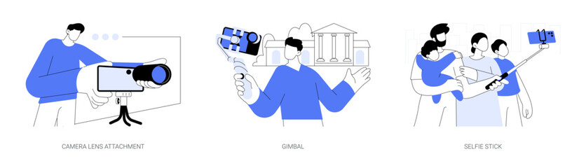 Smartphone accessories abstract concept vector illustrations.