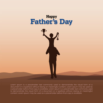 Father's Day vector illustration. Fathers Day banner, poster, social media post design. Fathers Day concept.