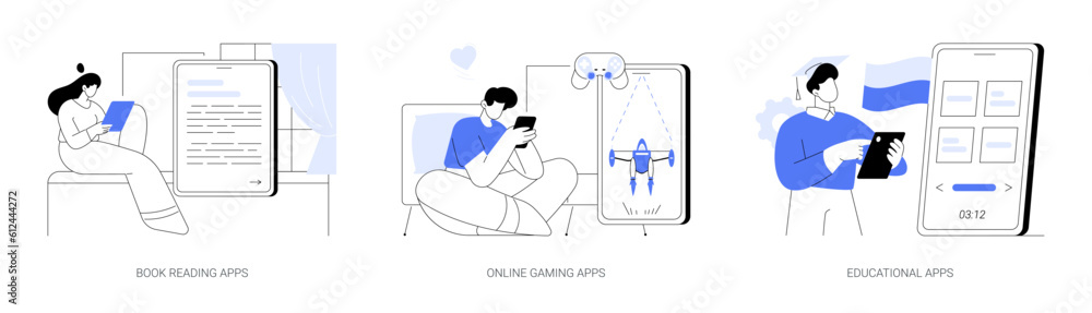 Canvas Prints education and entertainment apps abstract concept vector illustrations.