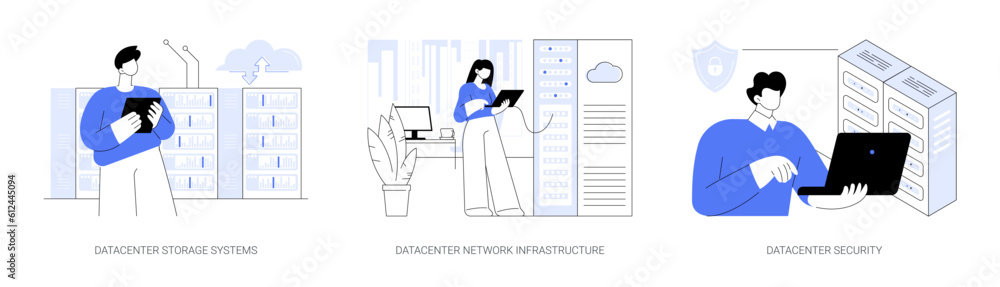 Aufkleber datacenter core components abstract concept vector illustrations.