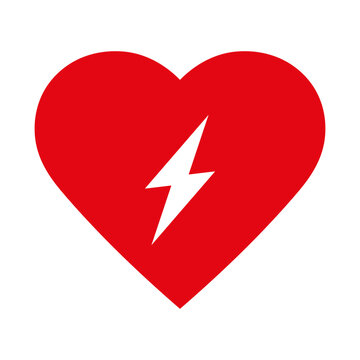 AED automated external defibrillator icon symbol with heart and flash