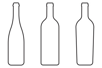 Wine bottle silhouette icon set