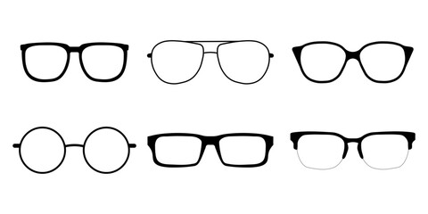 Glasses silhouette icon set simple design