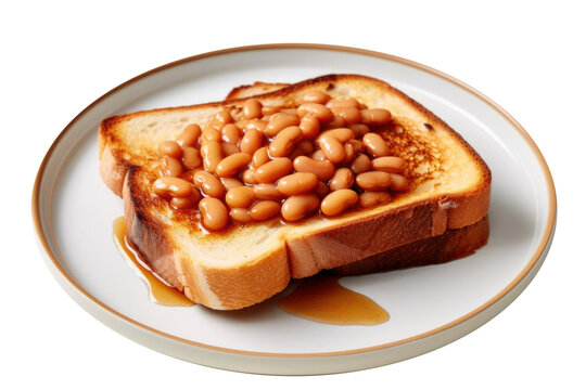 Beans on Toast Isolated on a Transparent Background. Generative AI
