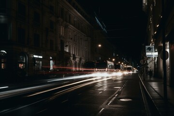 Fototapeta na wymiar Rapid movement on dark street. Generative AI