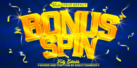 Golden Gamble Bonus Spin Vector Editable Text Effect Template