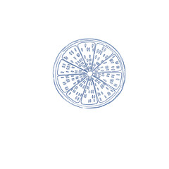 Lemon slices scribbled in blue