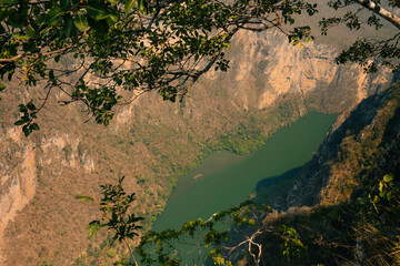 Sumidero Canyon Chiapas Mexico in Grijalva river