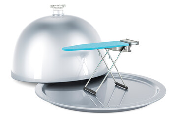 Restaurant cloche with ironing board, 3D rendering