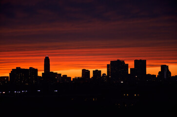 Skyline of Houston, Texas at sunset