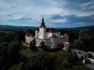 Fototapeta na wymiar Aerial shot of the Austrian castle in Kefermarkt
