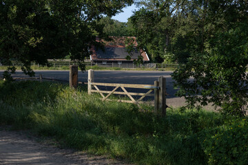 Fototapeta na wymiar Uffelte Drenthe Netherlands. Gate at Winle;steeg. Countryside.