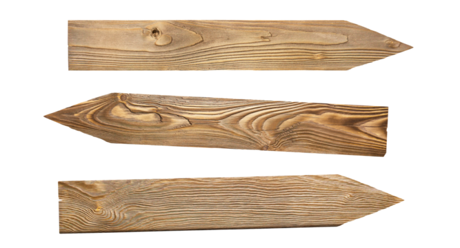 Set of wooden arrow signs, cut out