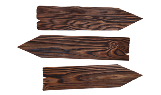 Set of wooden arrow signs, cut out