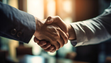 two men shaking hands in a office