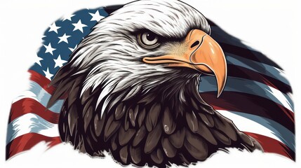 American Bald Eaglesymbol of america with flag. United States of America. Generative AI