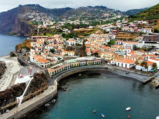 Fototapeta na wymiar Drone view of a typical town on Madeira Island, Portugal