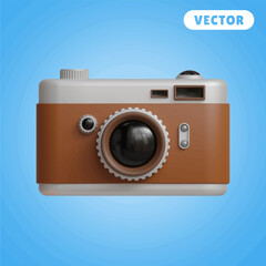 camera 3D vector icon set, on a blue background