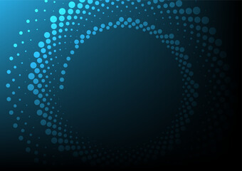 Abstract dot circle blue background high tech. Concept technology, innovation, big data, Ai, network, business, modern 