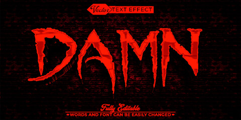 Horror Red Blood Damn Vector Editable Text Effect Template