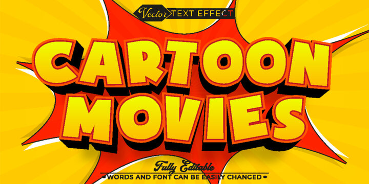 Kids Cartoon Movies Vector Editable Text Effect Template