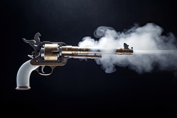 Naklejka premium Illustration of a gun that has just been fired and the smoke.ai generated