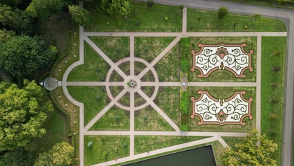 Top view of a beautifully decorated front garden of De Haar Castle