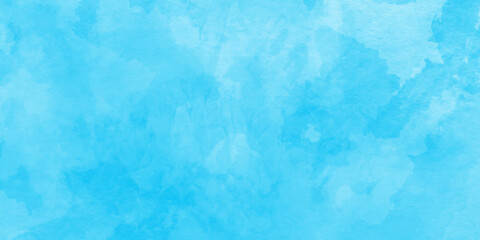 Abstract blurry and stained soft sky blue Classic hand-painted aquarelle watercolor background with watercolor splashes used as presentation, greeting, card, poster, template and invitation.	
