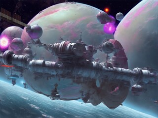 Obraz na płótnie Canvas Retro Space Odyssey: Intrepid Explorers on Mission to Discover Universe's Secrets