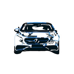 color sketch of a luxury car with transparent background