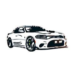 Fototapeta premium color sketch of a luxury car with transparent background