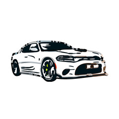 color sketch of a luxury car with transparent background