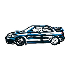 color sketch of a luxury car with transparent background