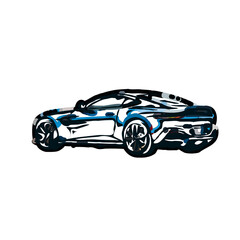 color sketch of a luxury car with transparent background
