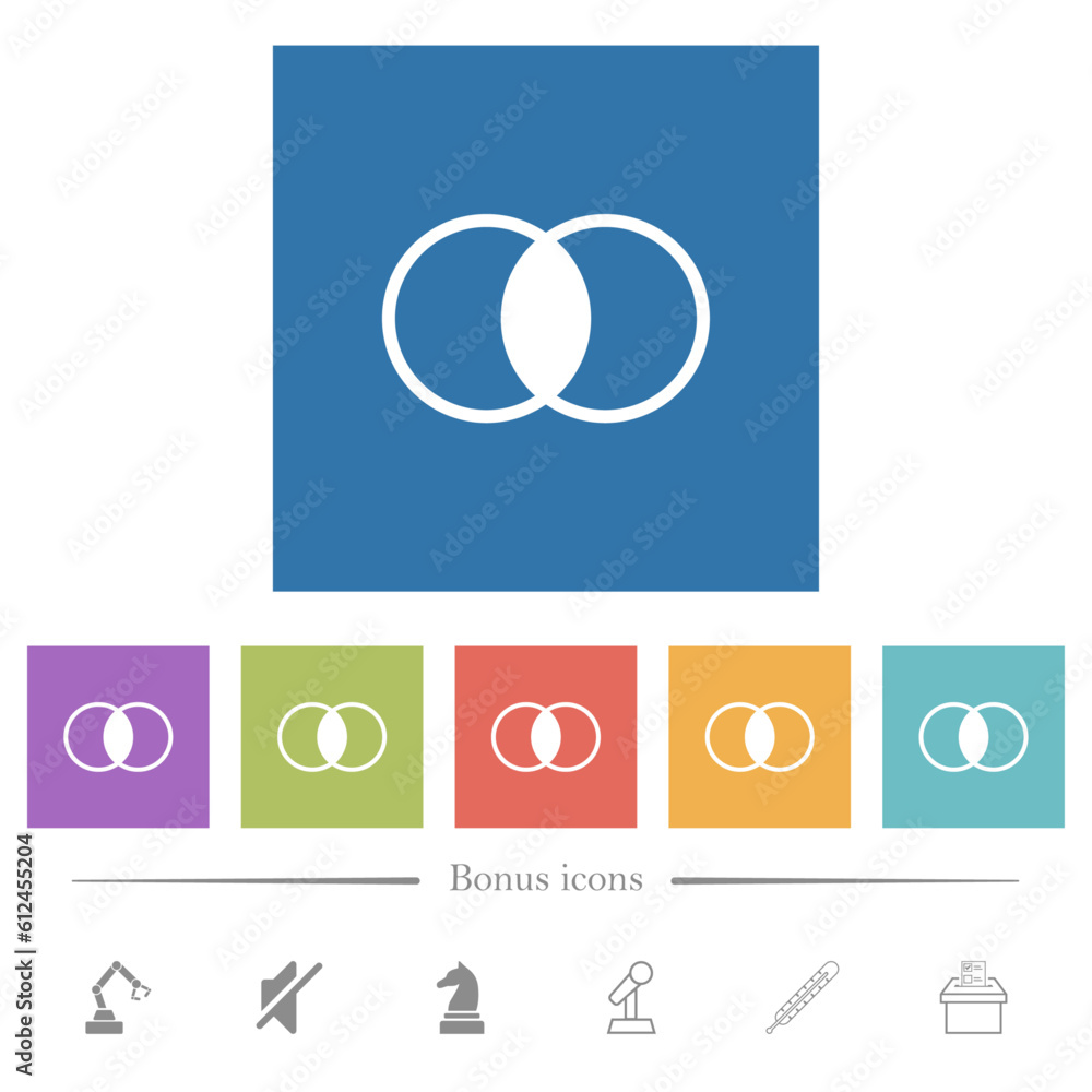 Poster overlapping elements flat white icons in square backgrounds