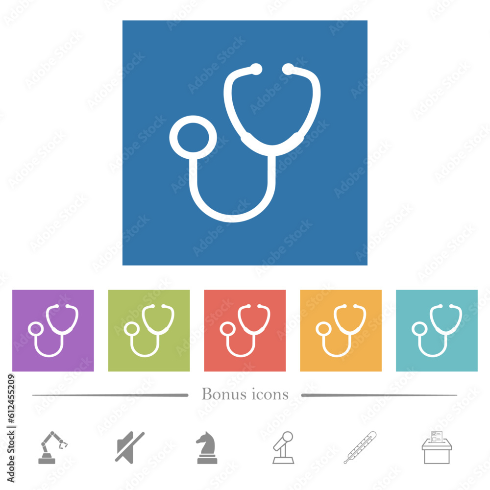 Wall mural stethoscope flat white icons in square backgrounds