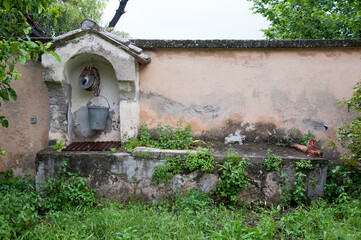 Ancient water well in the  Benedictine hermitage of  Saint Maria degli Angeli, Nola, Naples, Italy.