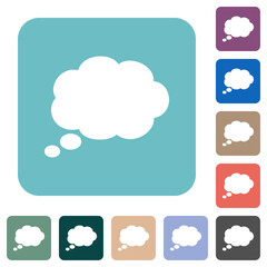 Single oval thought cloud solid rounded square flat icons