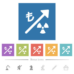Rising nuclear energy turkish Lira prices flat white icons in square backgrounds