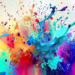 Colorful ink splash splatter explosion abstract paint background with generative ai
