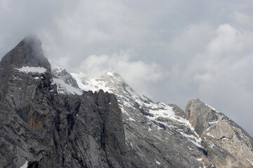 Marmolada Mountain, named as the Queen of the Dolomites is a mountainous mountain group of the Alps, the highest in the Dolomites, reaching the highest point with Punta Penia (3,343 m), Italy, Europe	
