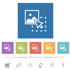 Drag image to upload flat white icons in square backgrounds