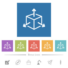 Scalability flat white icons in square backgrounds