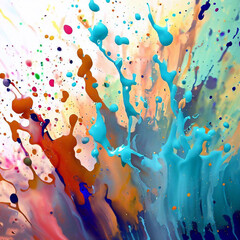 Colorful rainbow paint splash abstract ink splatters background generative ai