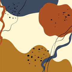 Modern minimal collage style background. Trendy banner template with composition of abstract organic shapes in earthy natural colors. vector illustration