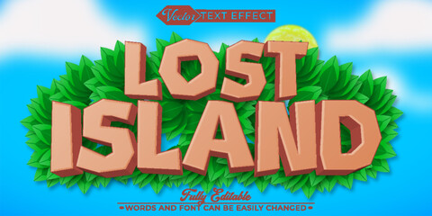 Cartoon Lost İsland Vector Editable Text Effect Template