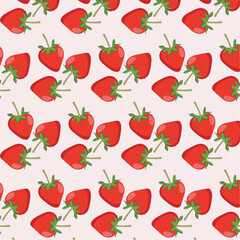 Vector Seamless bright light pattern Strawberry doodle style fresh fruit healthy food. Abstract hand drawing pink background. Banner for a bar or cocktail. Illustration of a drink for menu or packagin