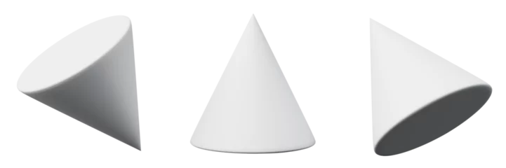 Foto auf Alu-Dibond 3d cone white realistic rendering of basic geometry object © Cangbacang